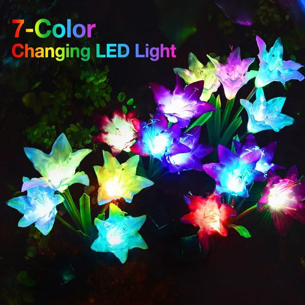 Outdoor Solar Lights, 4 Pack Solar Garden Light With Bigger Lily Flowers