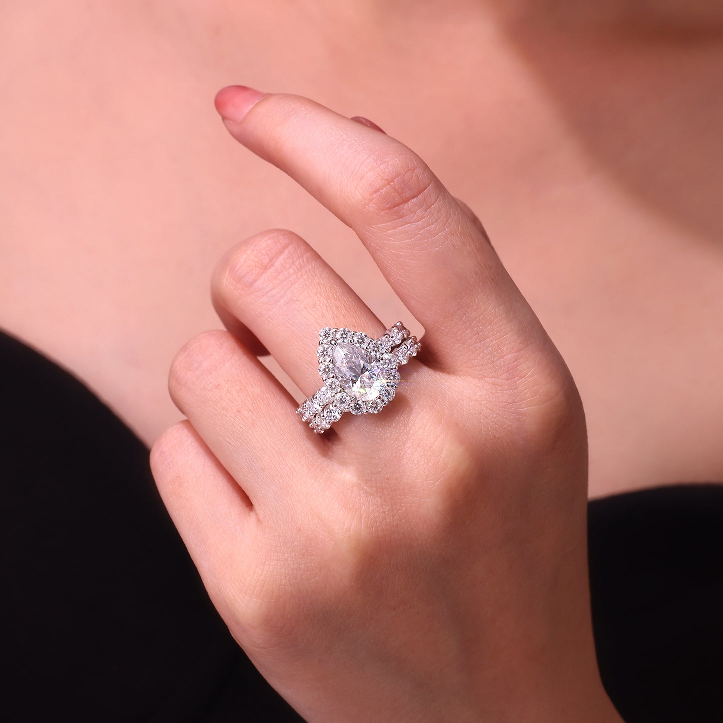 Devoted Dew - Moissanite S925 Sterling Silver & Platinum-Plated Diamond Ring