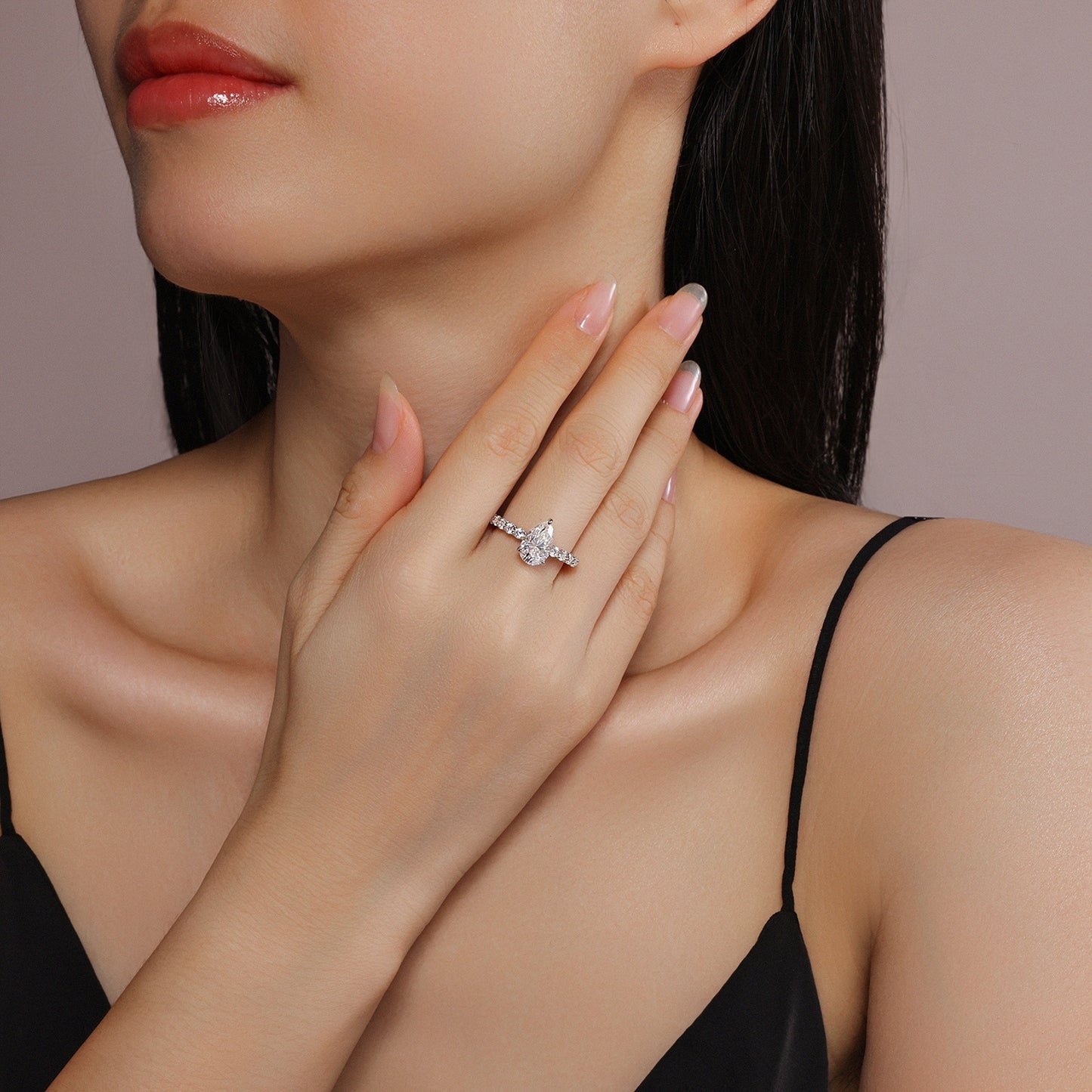 Moonlight Water Drop - Moissanite S925 Sterling Silver & Platinum Diamond Ring