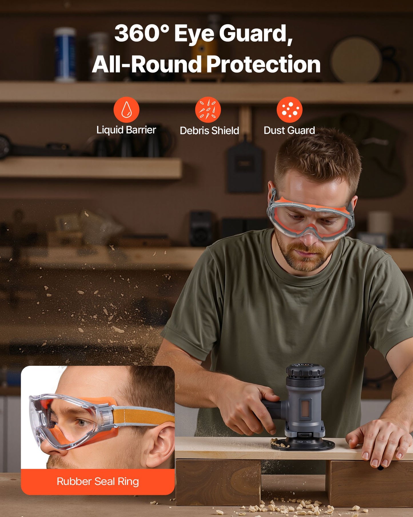 Safety Glasses Anti-Fog Adjustable Goggles