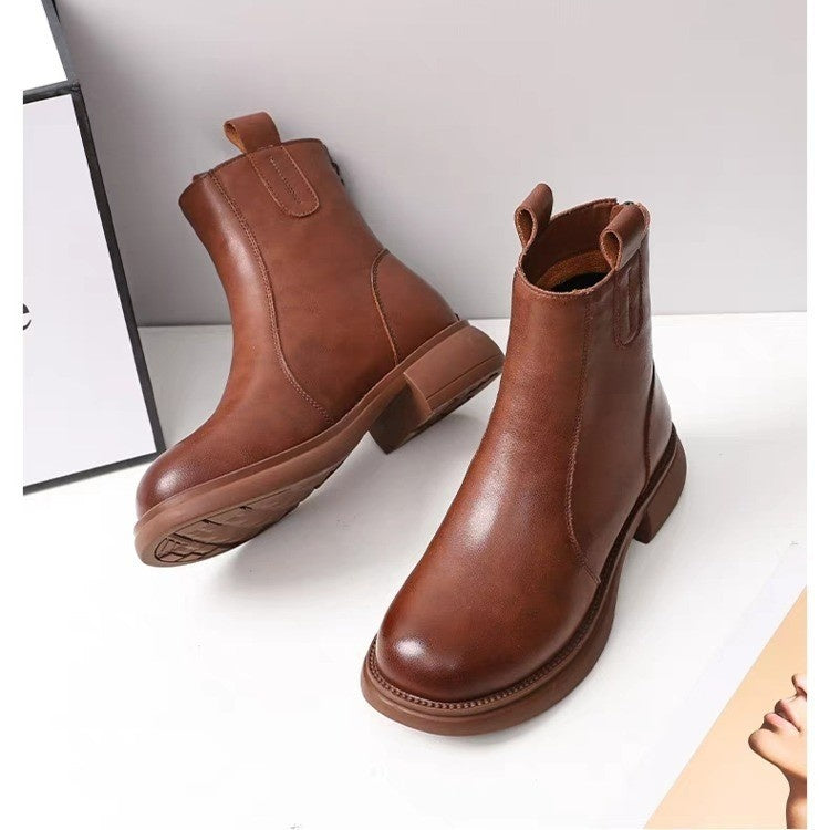 Flat-Heeled Fleece-Lined Ankle Boots With Zippers