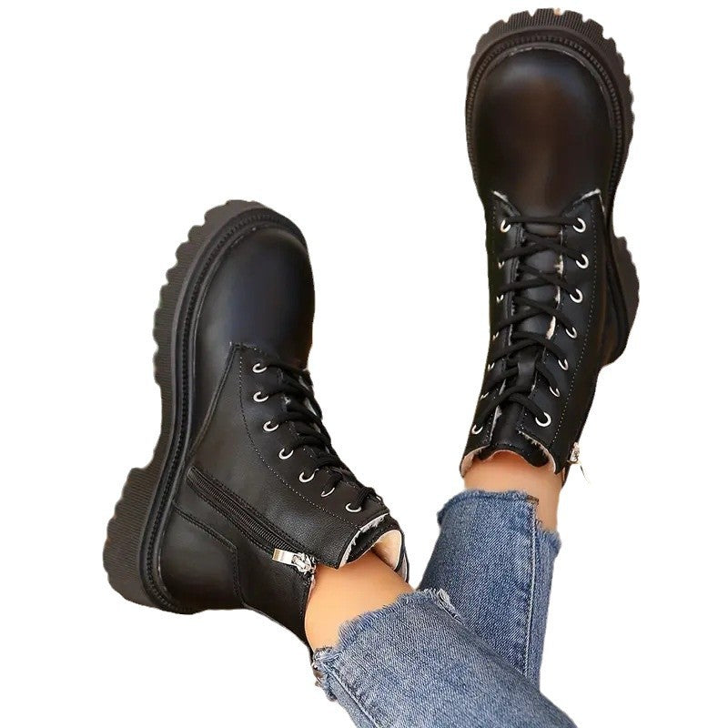Versatile Motorcycle-style Ankle Boots With A Thick Sole