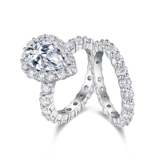 Devoted Dew - Moissanite S925 Sterling Silver & Platinum-Plated Diamond Ring