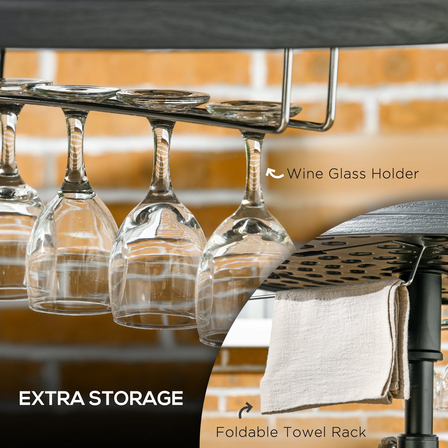 Umbrella Table Tray with Wine Glass Holder