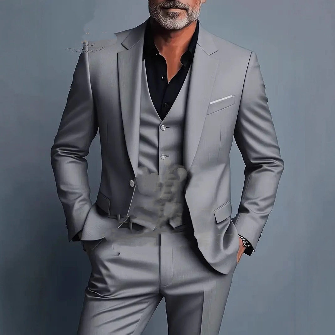 Men's Business Slim-Fitting Suit Three-Piece Suit