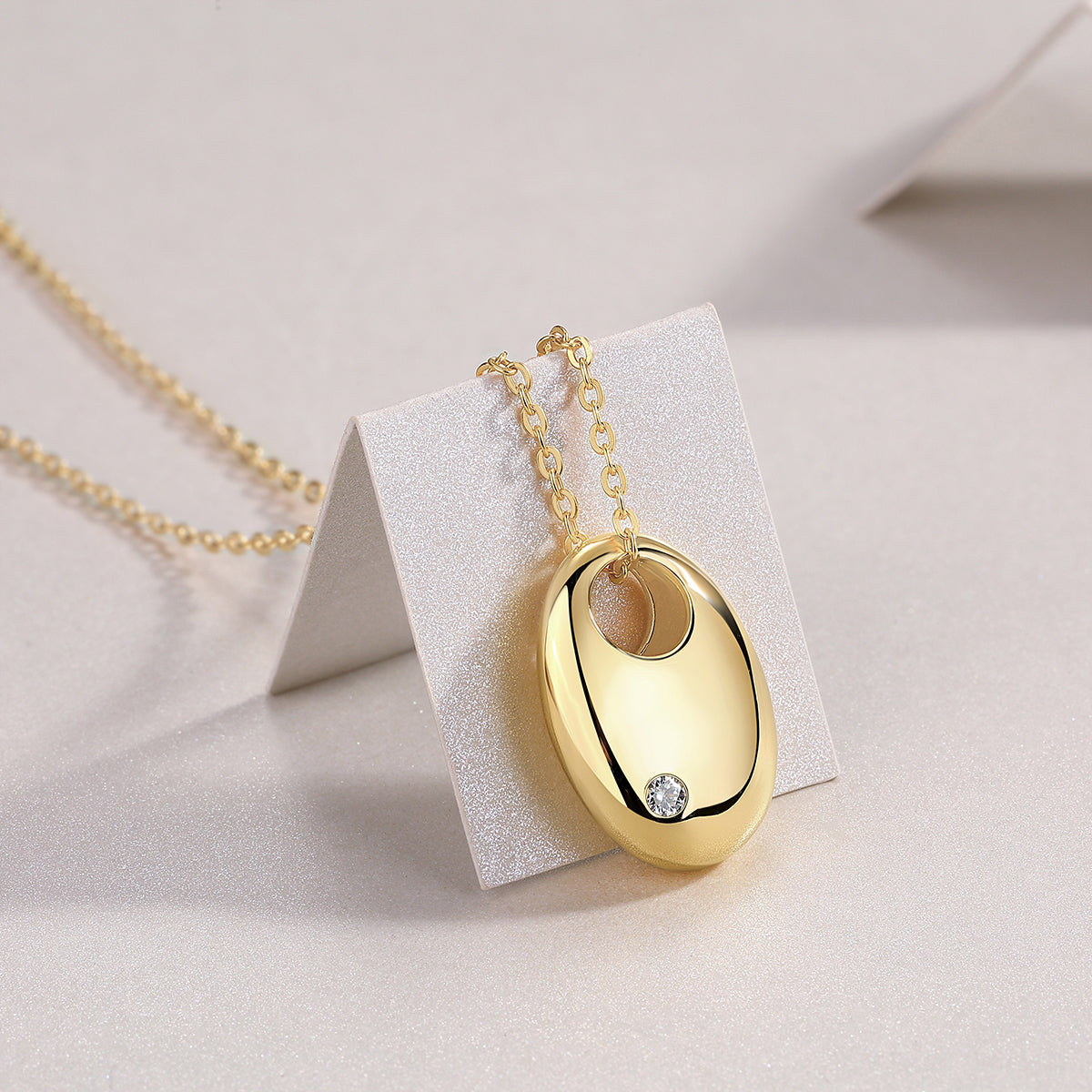 First Encounter - A Fashionable & Trendy Diamond Pendant Necklace/Sterling Silver & Gold Plating