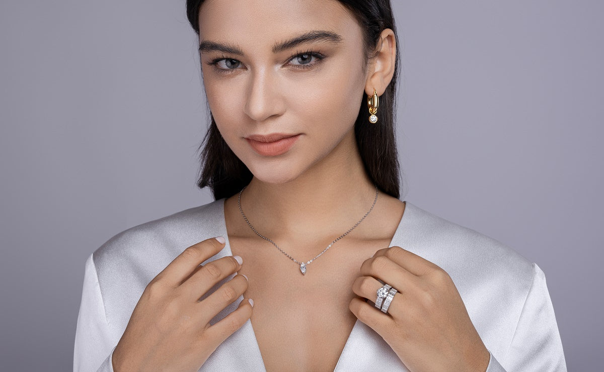 Vanilla - Jewelry Piece Set With 3-carat/Sterling Silver & Platinum-plated Diamond