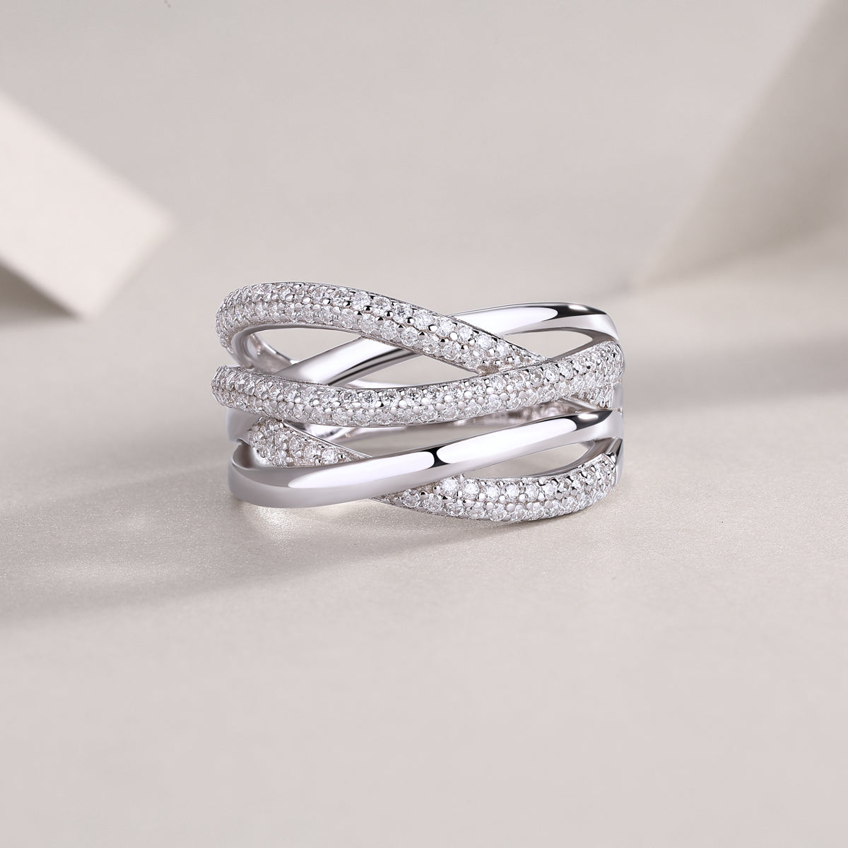 Brilliant Interweaving - Jewelry Accessory Set/Sterling Silver & Platinum-plated Diamond