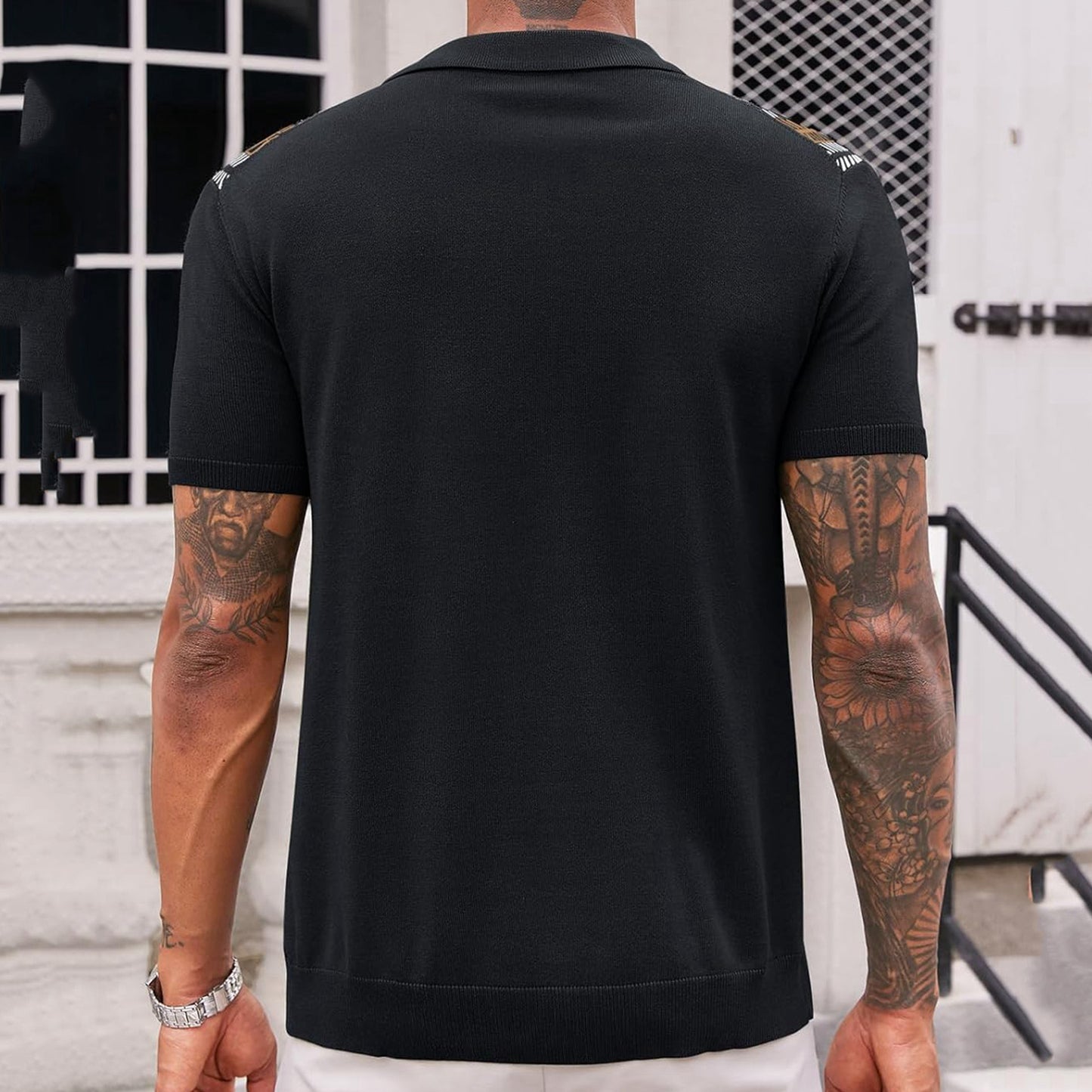 Men's Casual Striped Jacquard Shirt