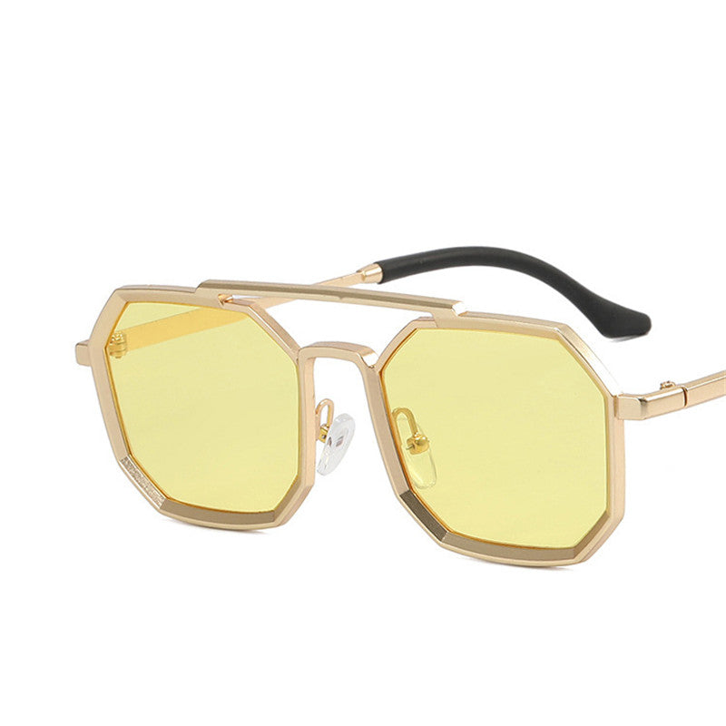 Men's Retro Polygonal Double Bridge Sunglasses