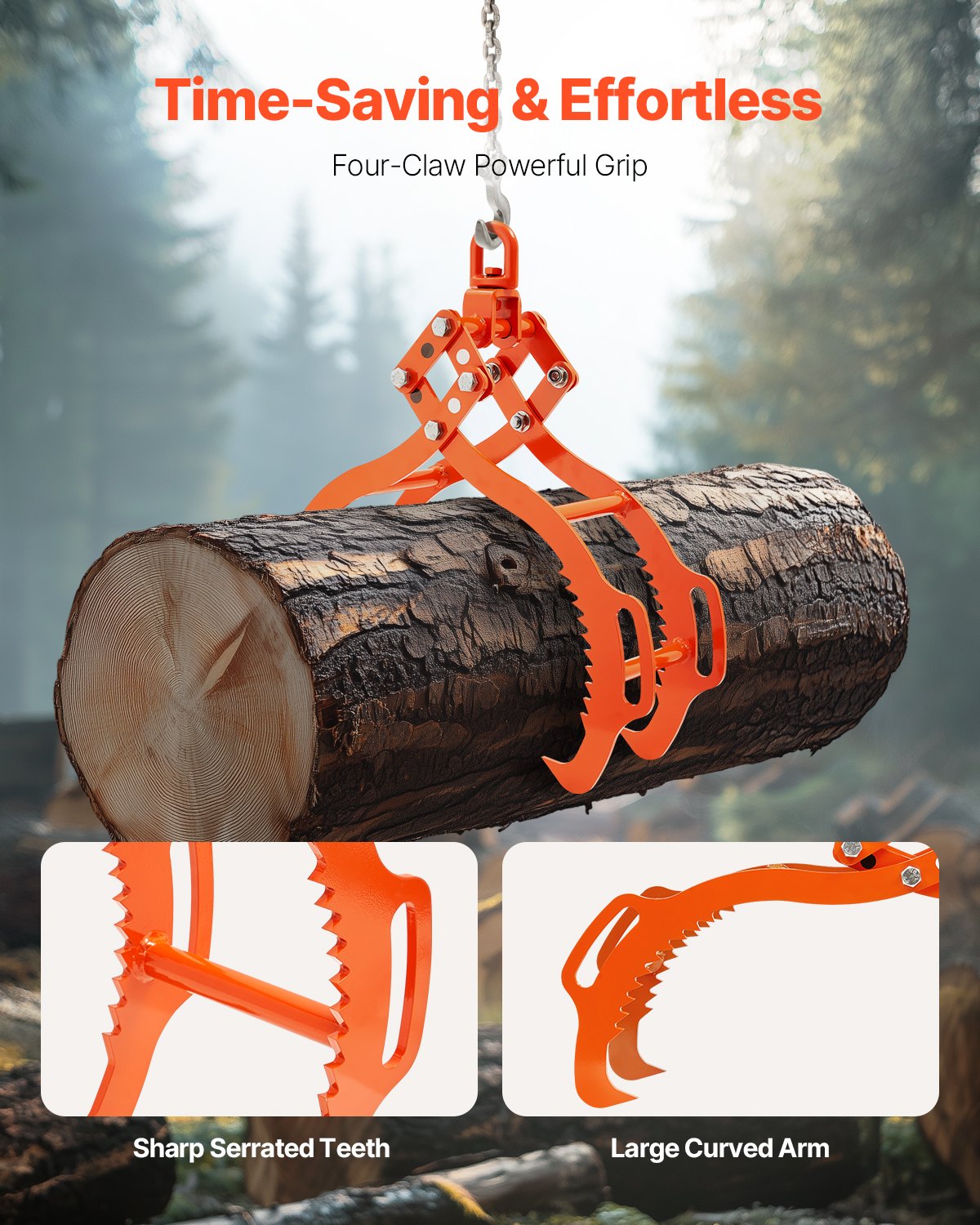 28in Log Lifting Tongs/4 Claw Grapple