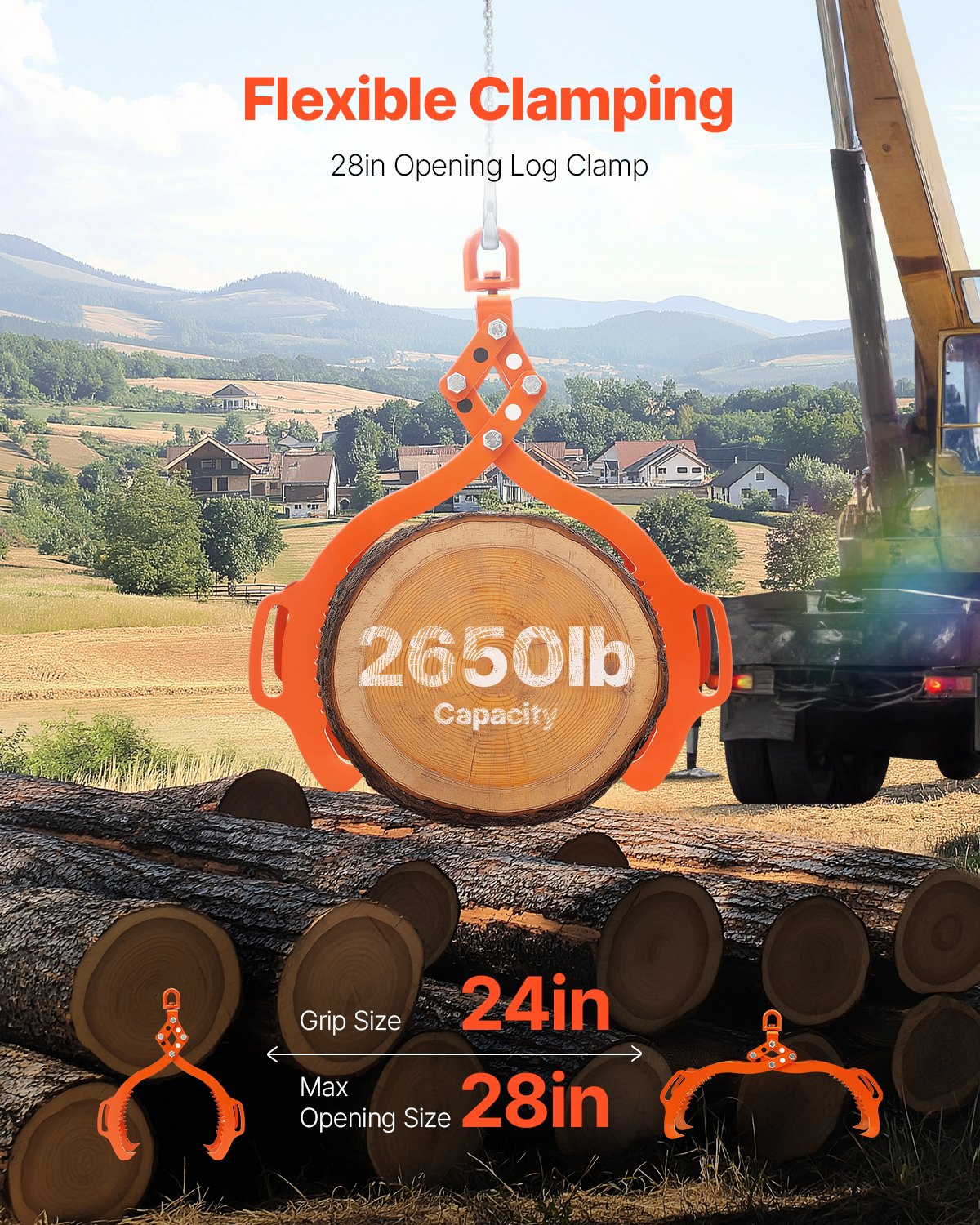 28in Log Lifting Tongs/4 Claw Grapple