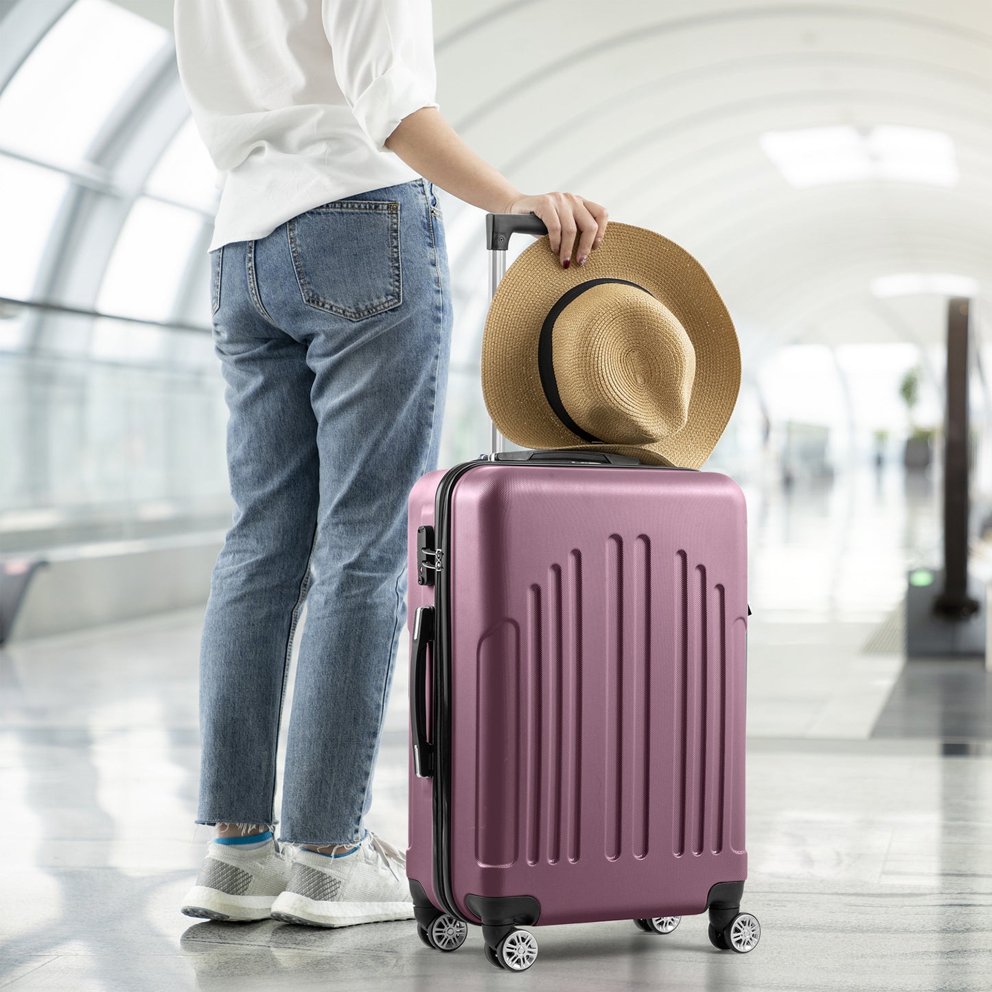 Vertical Striped Four In One Suitcase