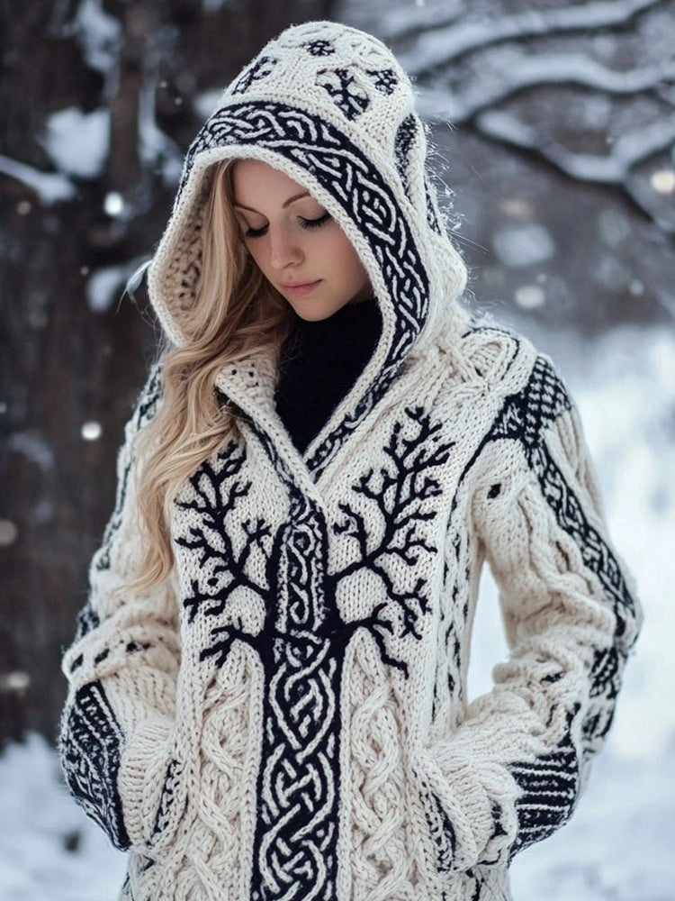 Women's Knitted Cardigan With A Round Neckline