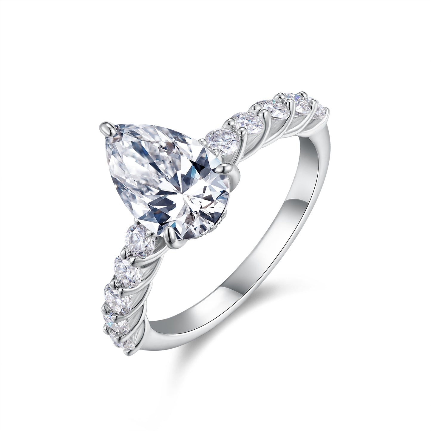 Moonlight Water Drop - Moissanite S925 Sterling Silver & Platinum Diamond Ring