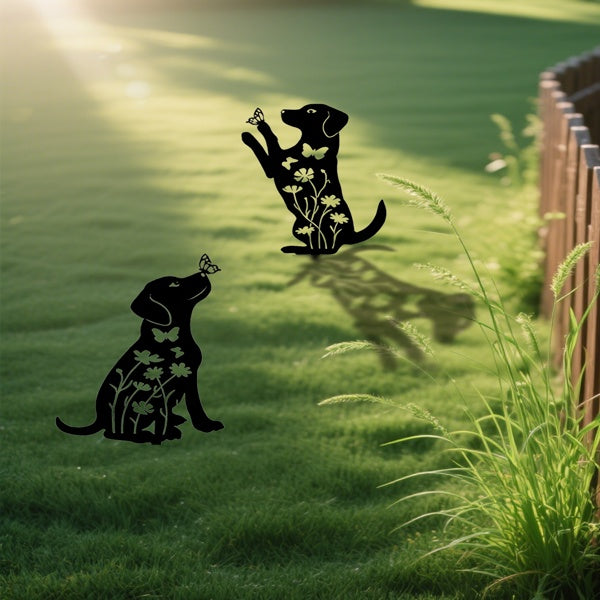 2pcs Metal Dog Garden Decor
