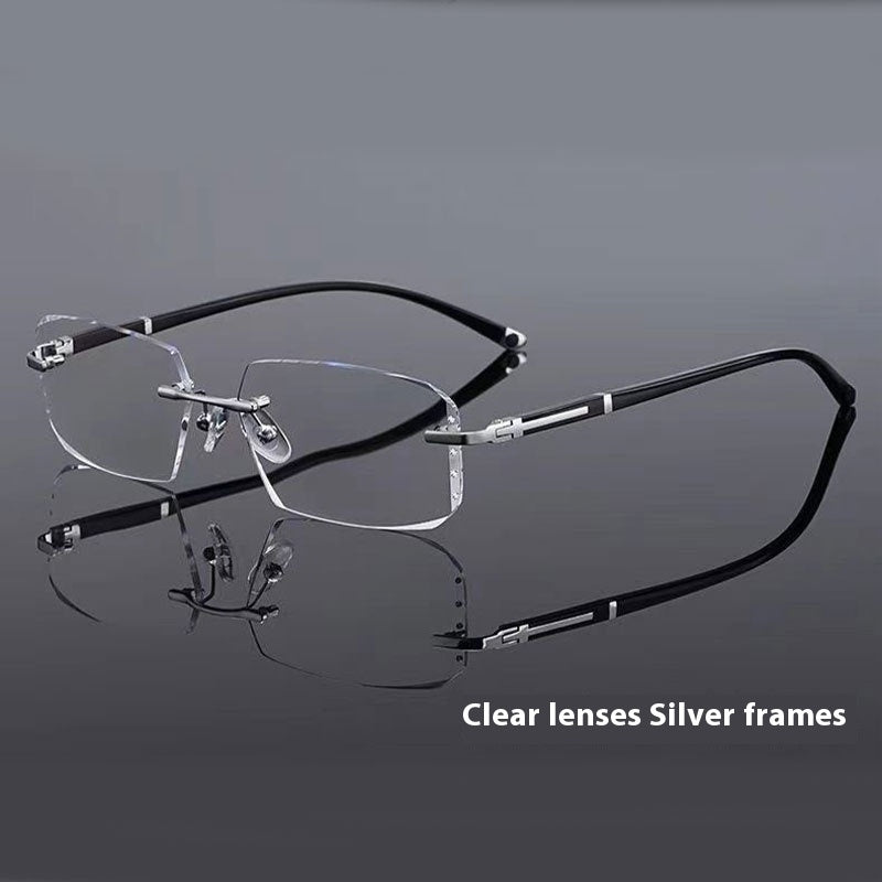 Men's Diamond Rimmed Frameless Reading Glasses