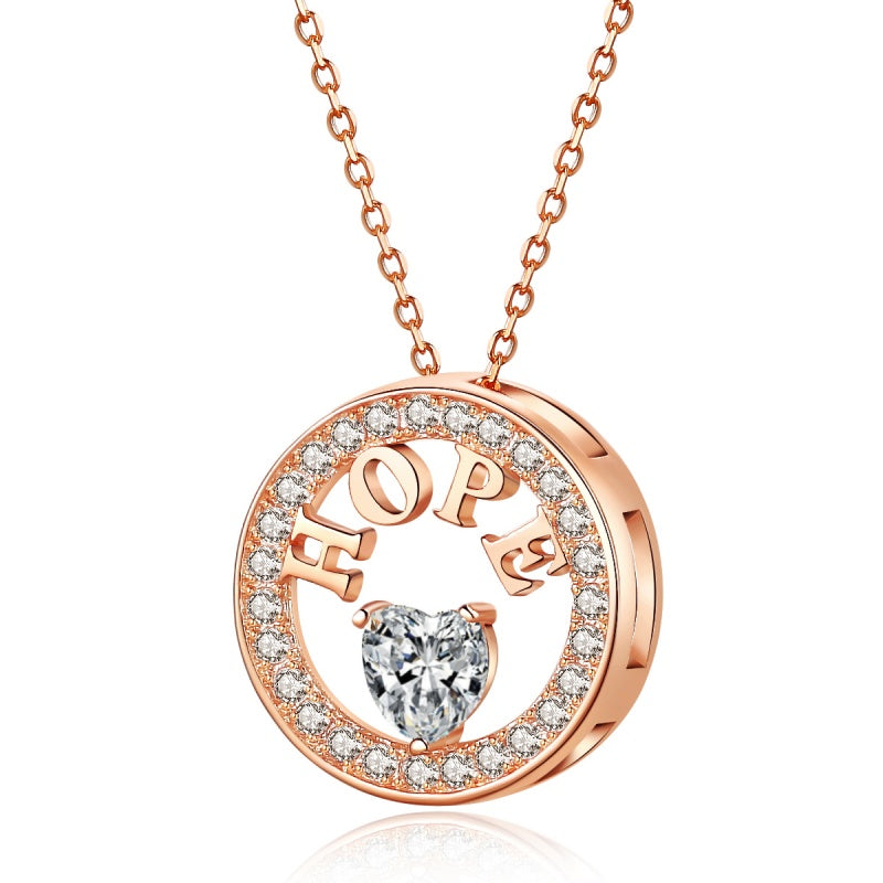 18k Gold Plated 925 Silver 5A Zirconia Diamond Hope Pendant Necklace
