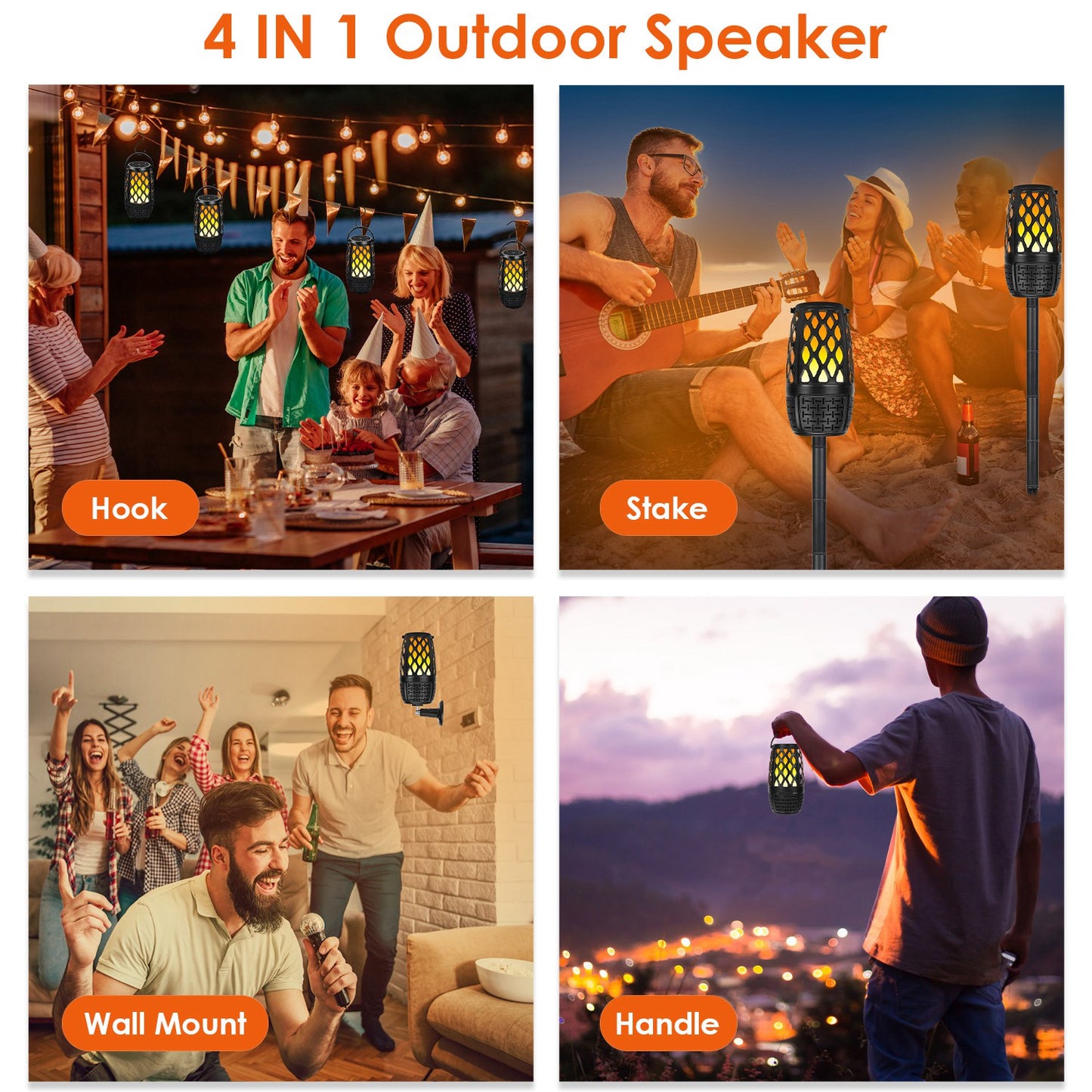 IPX5 1Pc - 4 In 1 Wireless 5.3 Outdoor/Patio Speaker