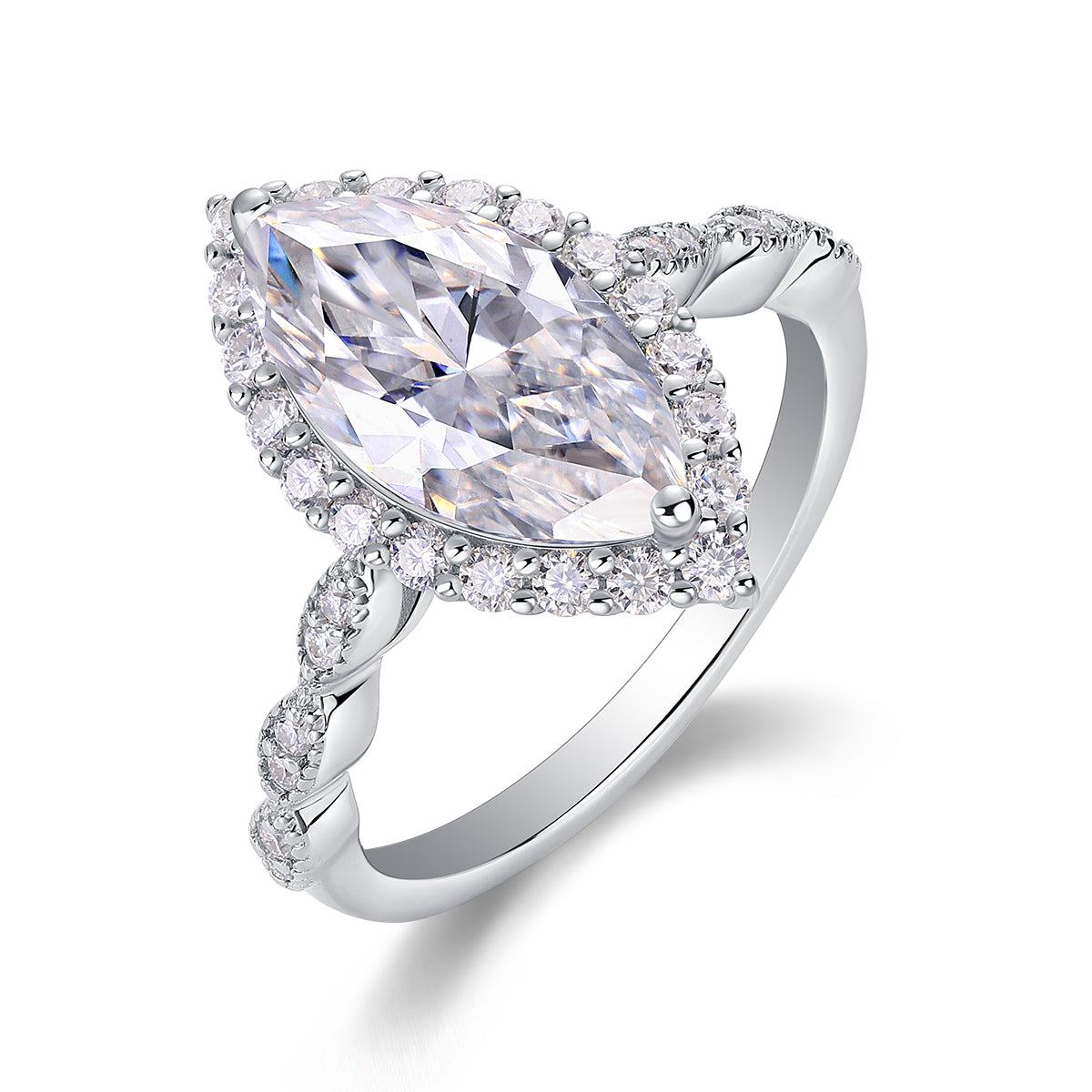 The Realm Of Delight - Moissanite S925 Sterling Silver & Platinum-Plated Diamond Ring