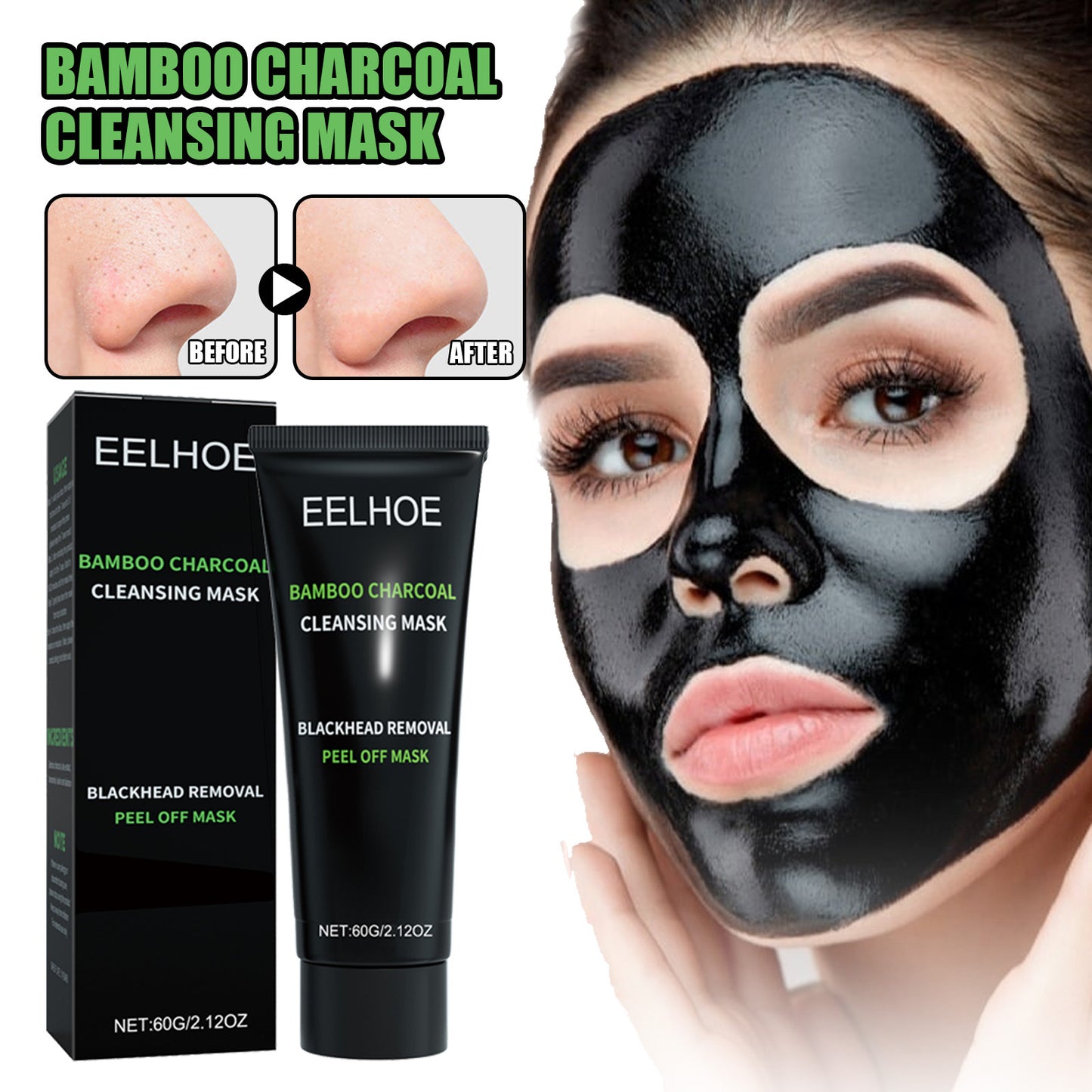 Bamboo Charcoal Blackhead Removal Peel-Off Mask For Deep Pore Cleansing