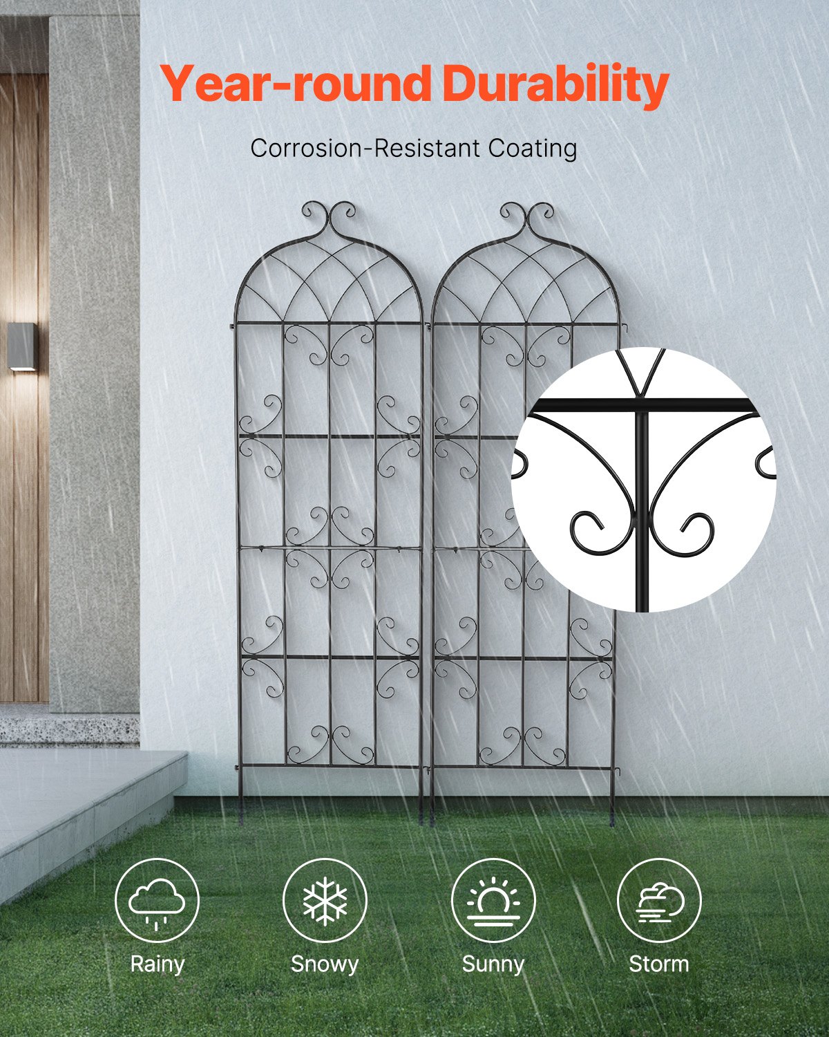 2 Packs Metal Garden Trellis For Climbing Plant Support 71x20 In Rustproof