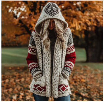 Women's Knitted Cardigan With A Round Neckline
