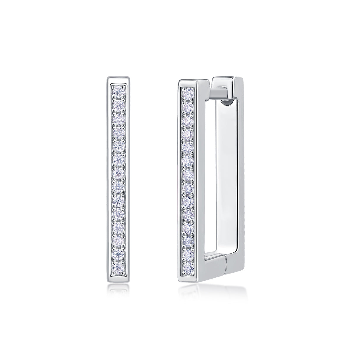 Kokang - Diamond Jewelry - Sterling Silver/Platinum-plated Stud Earrings
