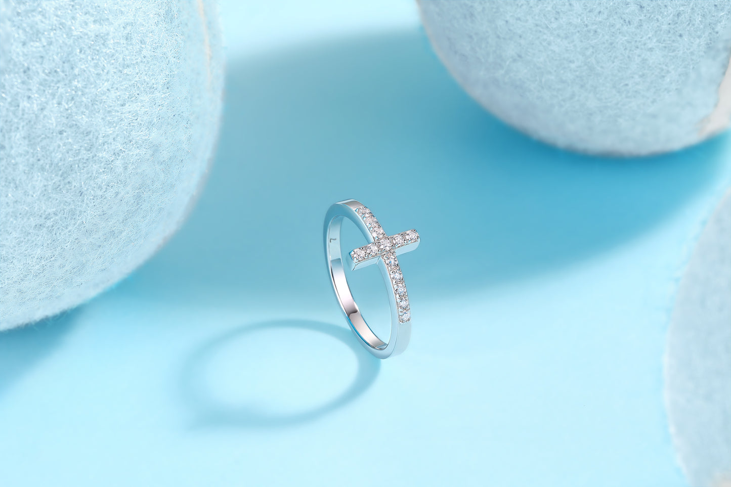 Holy Light Cross - Jewelry Piece Set/Sterling Silver & Platinum-plated Diamond