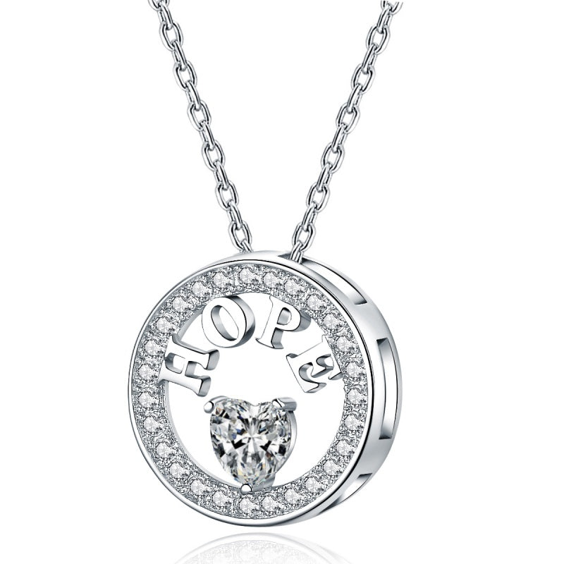 18k Gold Plated 925 Silver 5A Zirconia Diamond Hope Pendant Necklace