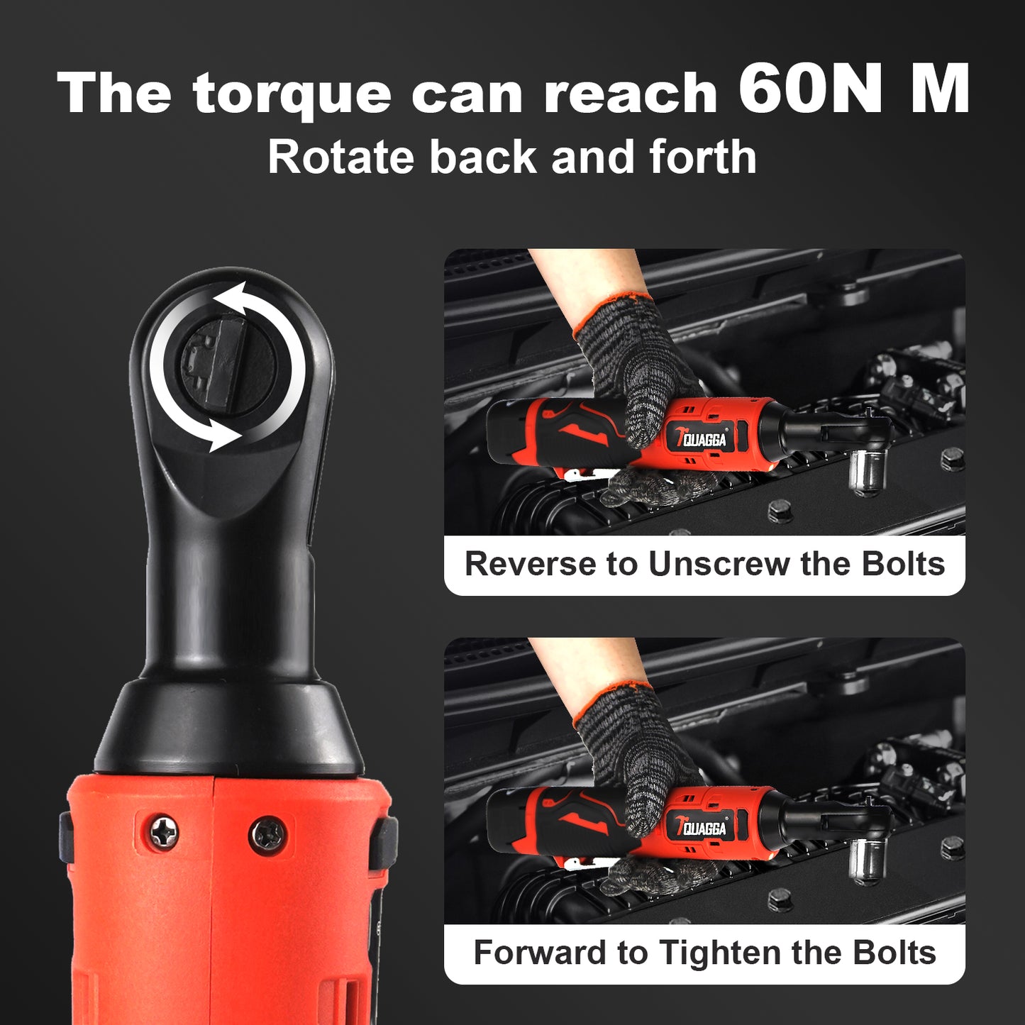 TQUAGGA 18V Cordless Electric Ratchet Wrench Set