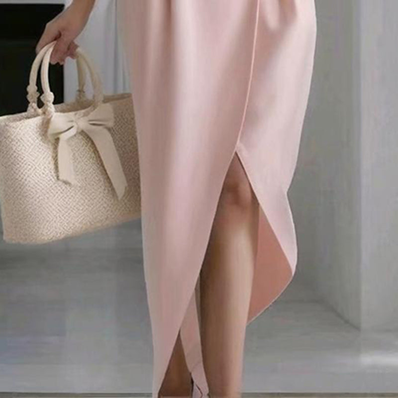 Women's Solid Lapel Midi Dress