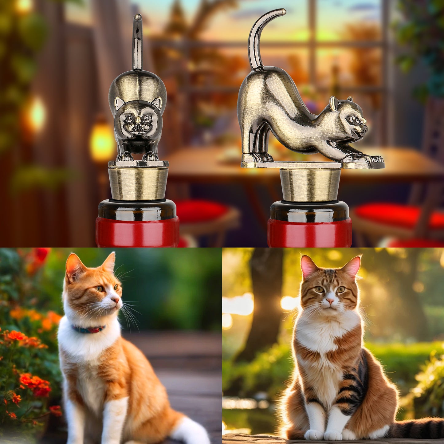 Elegant Upturned Cat Shaped Red Wine Stopper