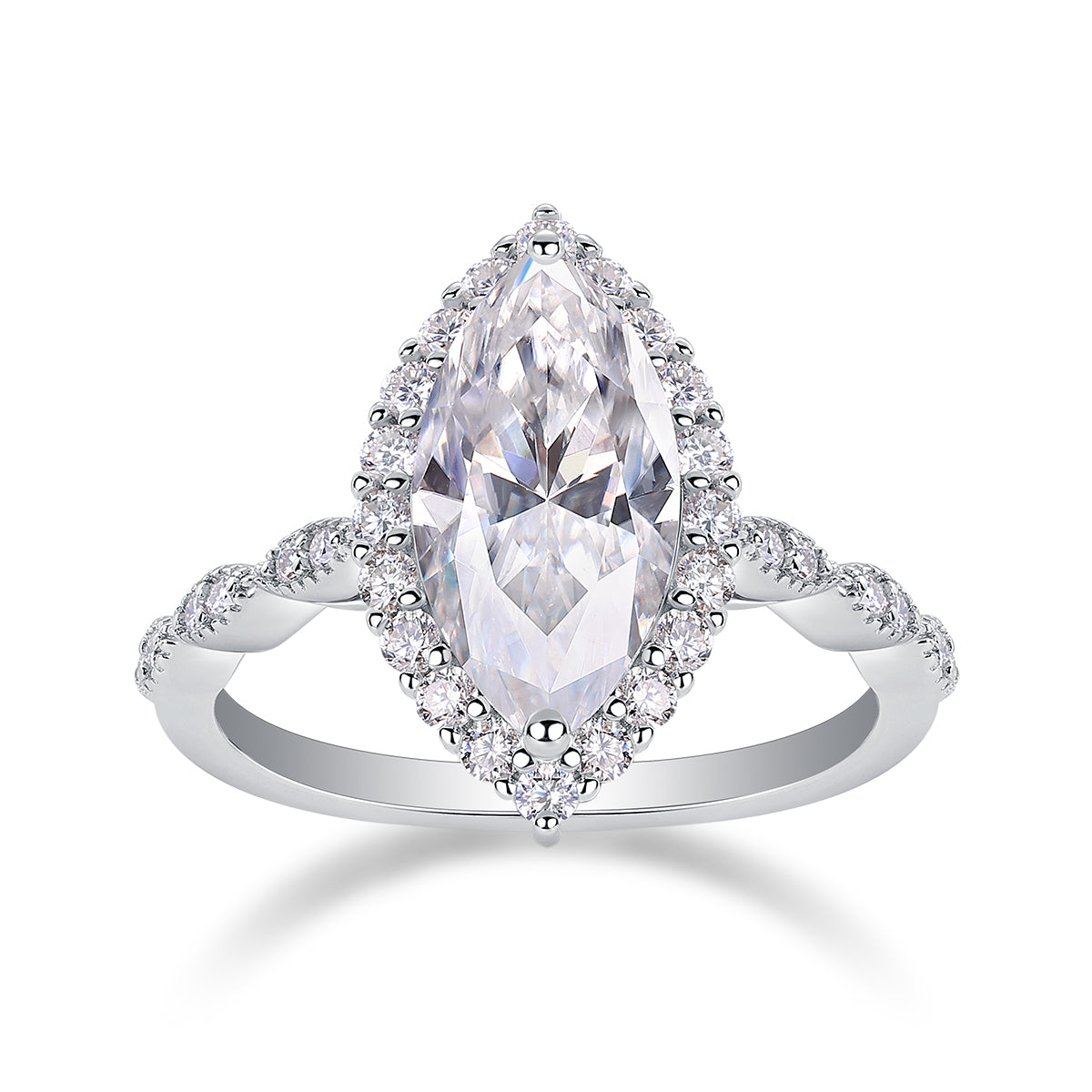 The Realm Of Delight - Moissanite S925 Sterling Silver & Platinum-Plated Diamond Ring
